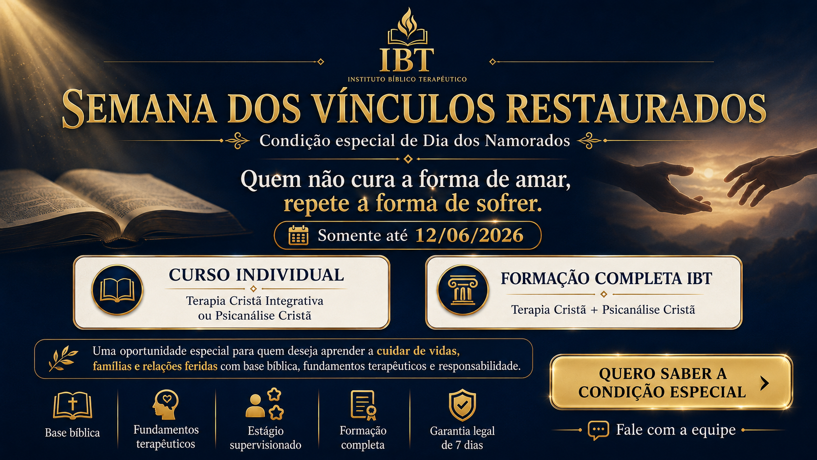 Promoção ou evento atual do IBT. Clique na imagem para falar com a equipe.